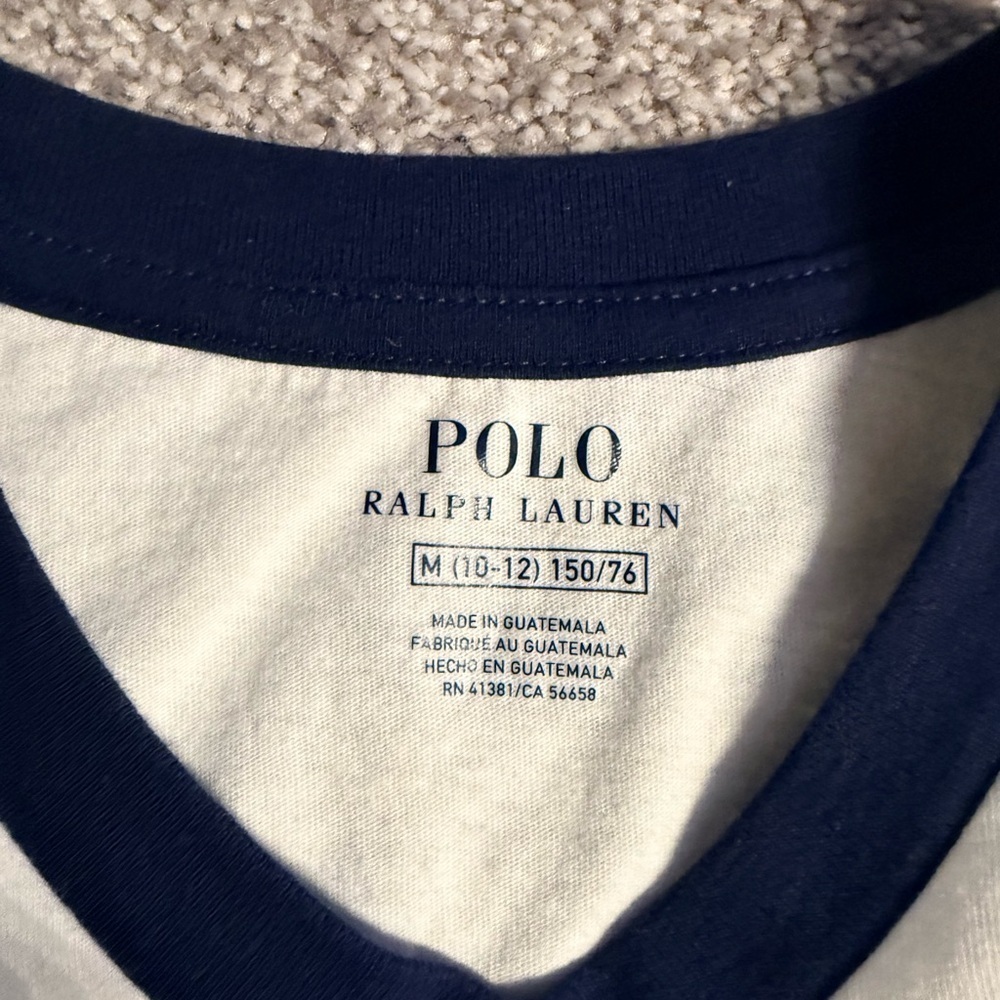 Ralph Lauren White and Navy Kids Short Sleeve Tee - Picture 5 of 6
